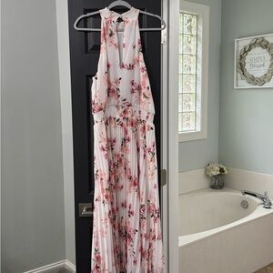 White House Black Market Pink Floral Maxi Dress
